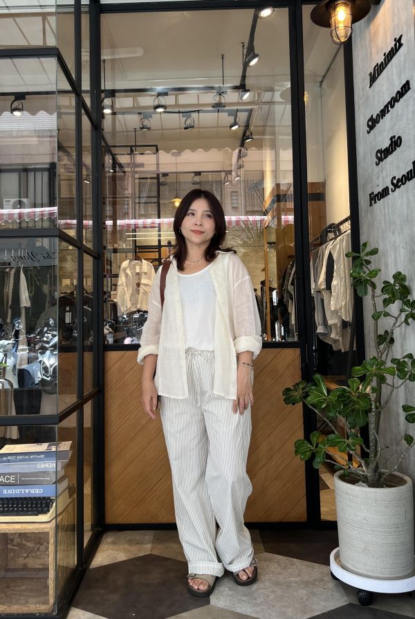 Ju19.夏日純麻微透美衫 