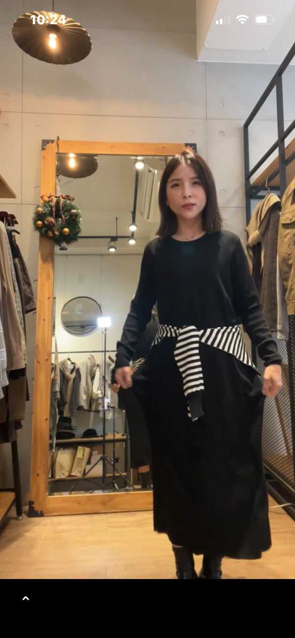 Dm116.修長附披肩針織長洋 