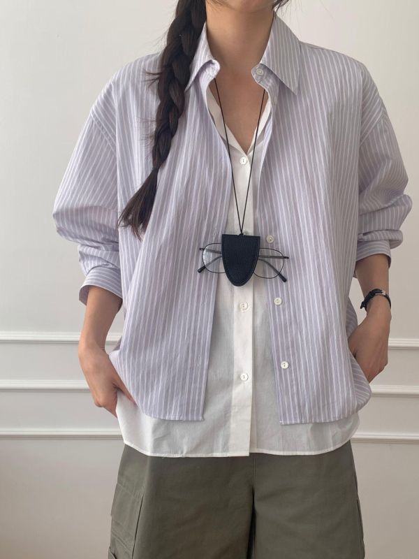 Ma313.超美設計層次直條襯衫 