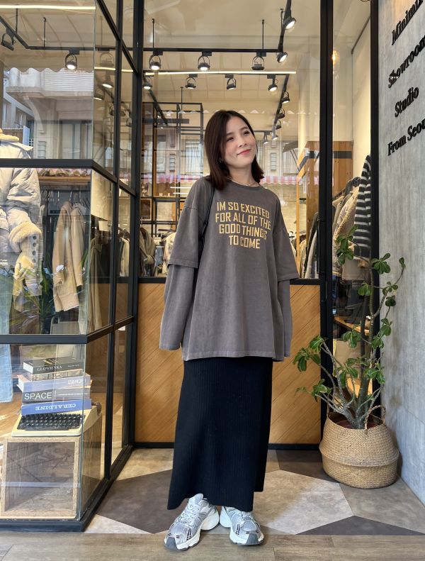 Hn105.室友共穿/超好看水洗接袖t 