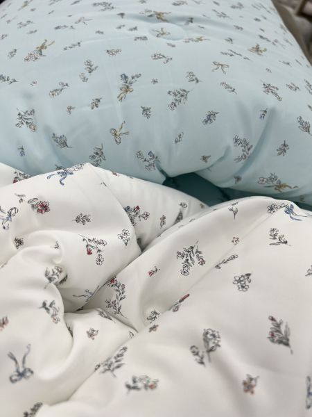 Kg62.膠原蛋白天絲蝴蝶結花語四季被/藍色 