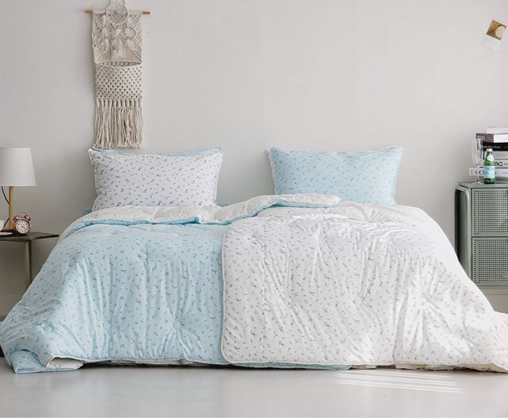 Kg62.膠原蛋白天絲蝴蝶結花語四季被/藍色 