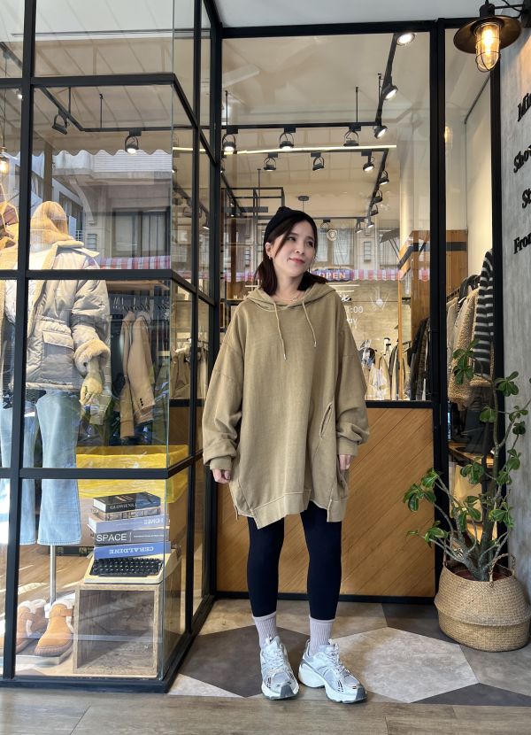 Hn106.設計感水洗連帽t 