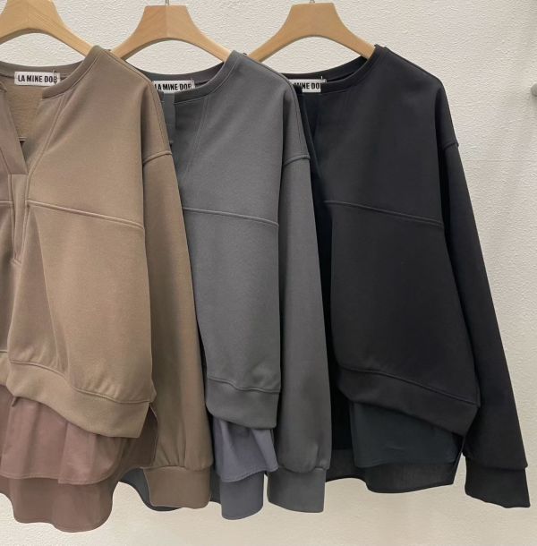 Jn110.最愛設計師檔口質感絨面拼層次上衣 