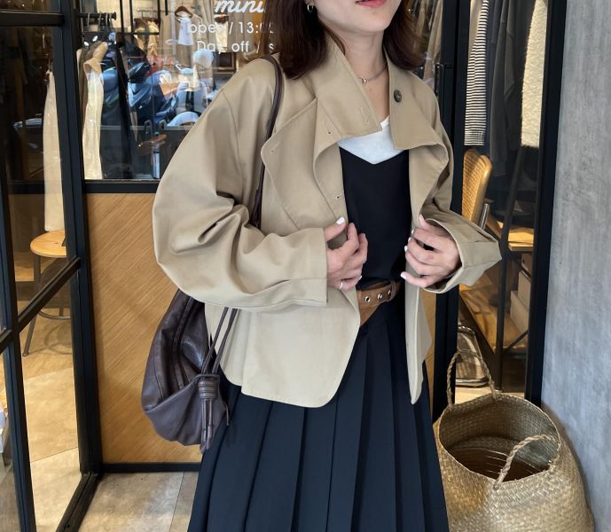 Ma326.最愛設計師檔口超美短風衣 