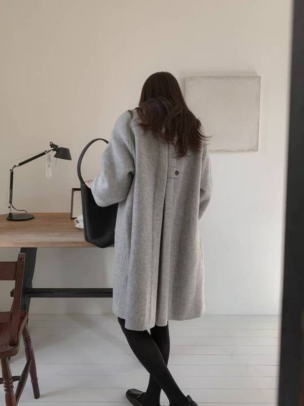 Dc123.超美無肩線後打褶手工大衣 