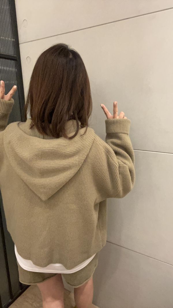 sp125.超Q連帽毛衣+短褲套裝/駝 