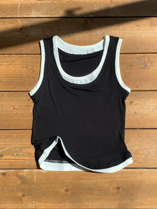 Ai05.超Q彈假2件層次背心 