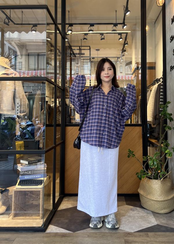 Sp111.藍莓果醬格子襯衫 