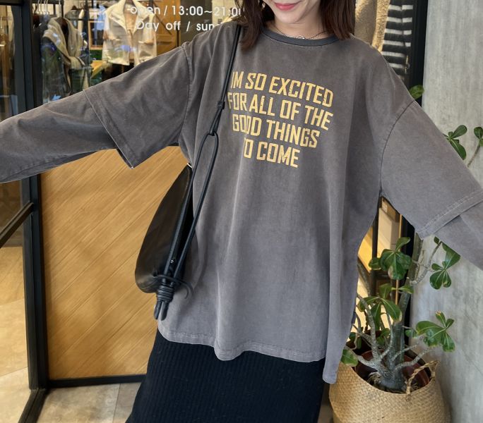 Hn105.室友共穿/超好看水洗接袖t 