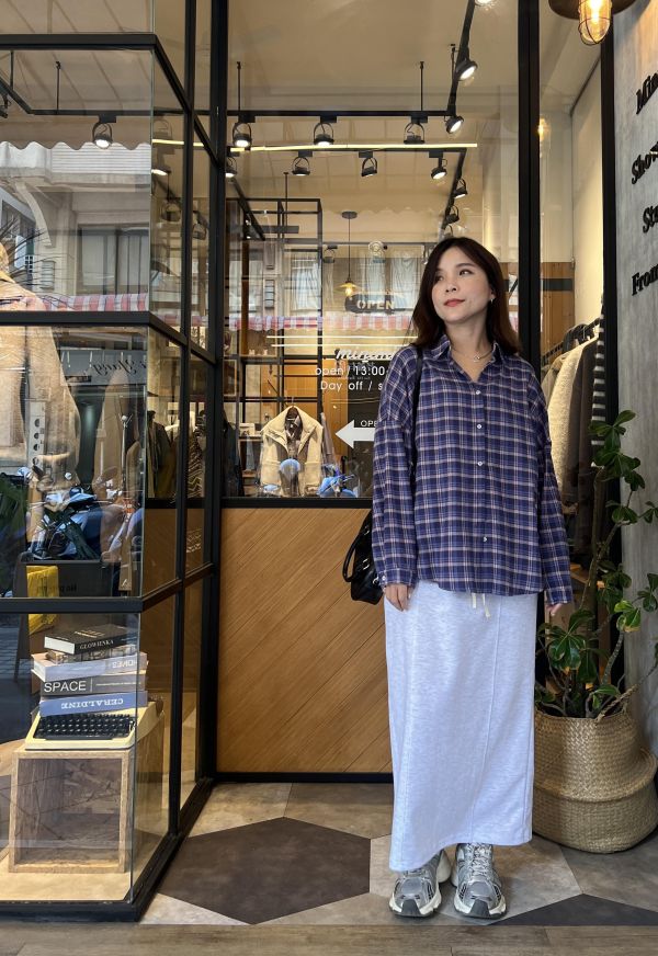 Sp111.藍莓果醬格子襯衫 