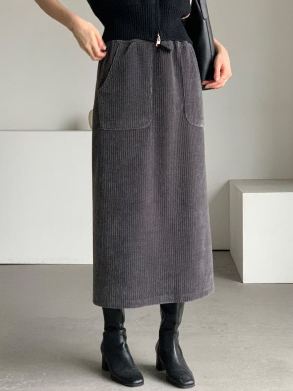 Nv111.不挑人絨棉坑紋美版裙 