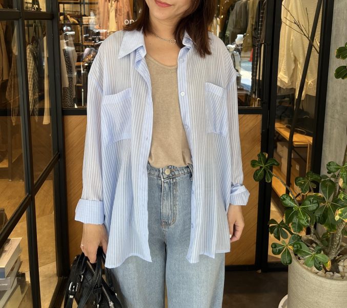 Ai14.超美紡緞直條襯衫 
