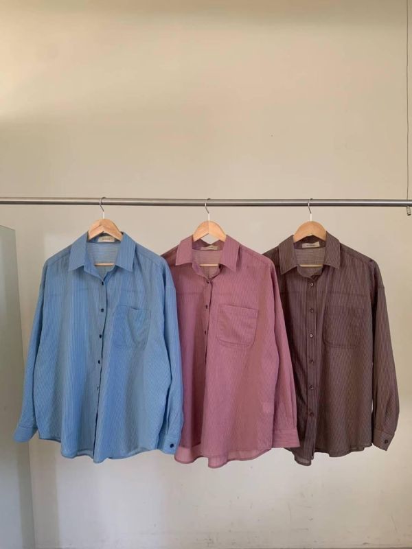 Ai15.夏日清新直條美色襯衫 