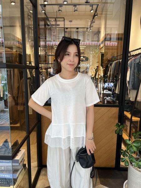 Ai27.完美質感拼紗上衣服 