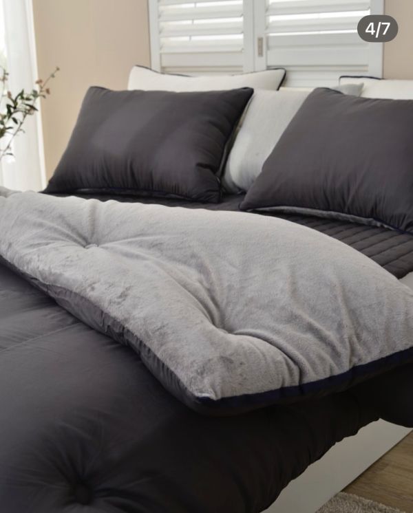 Kg77.質感單色拼短絨毛四季厚被/黑 