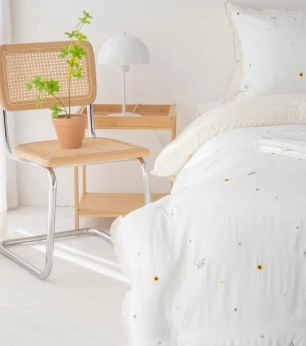 Kg12.小清新刺繡花草天絲厚被/綠 