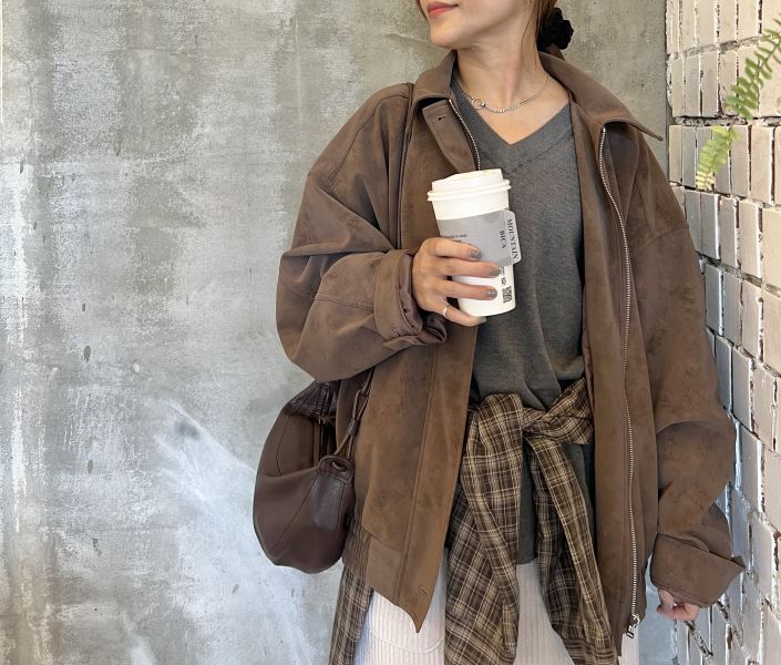 Nv116.一眼愛上的混麂皮布勞森外 