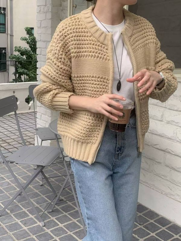 Nv115.超美鉤針拉鍊外套 