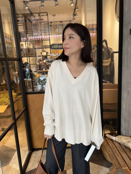 Nv106.質感s家親膚v領針織設計上衣 