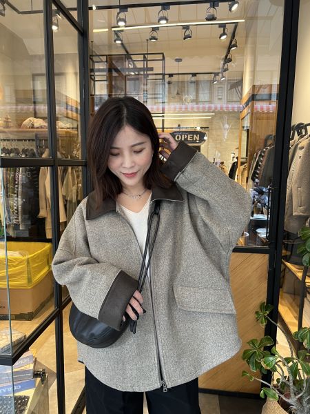 Hn124.最愛設計師檔口超美剪裁拼色大衣 