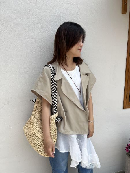 Ap421.設計師檔口斗篷風衣 