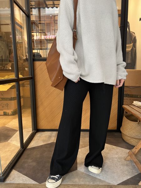 Nv123.質感s家針織坑紋神褲 