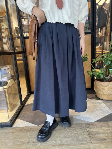 Nn111.超美絨面打褶裙 