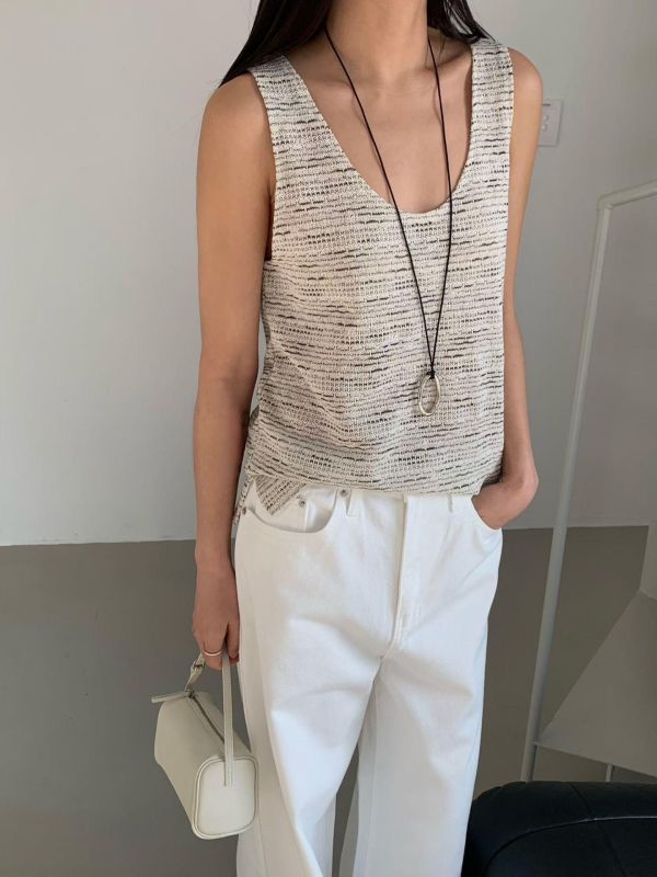 Ai10.渡假感混色針織背心 