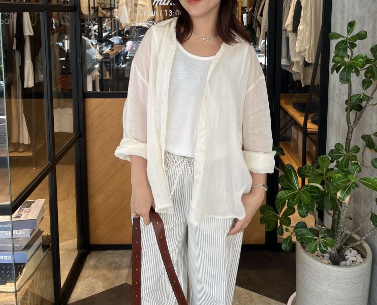 Ju19.夏日純麻微透美衫 