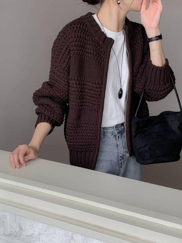 Nv115.超美鉤針拉鍊外套 