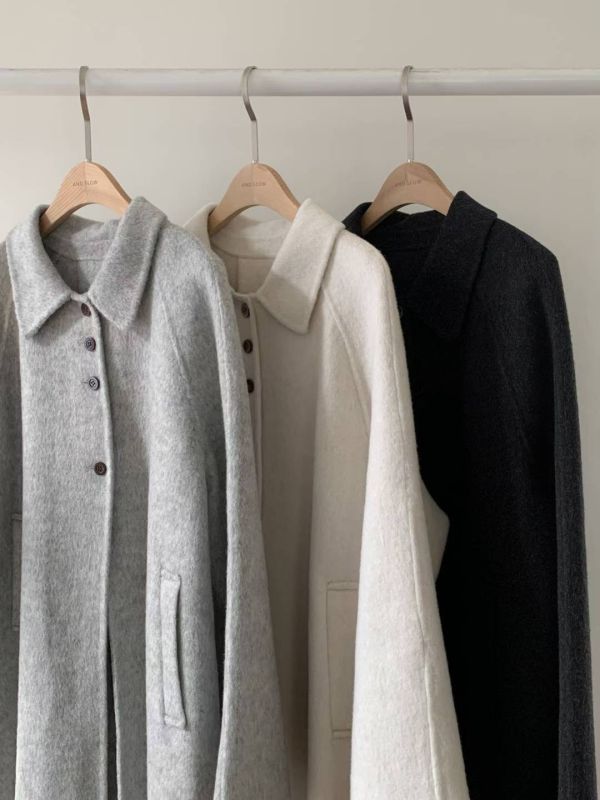 Dc123.超美無肩線後打褶手工大衣 