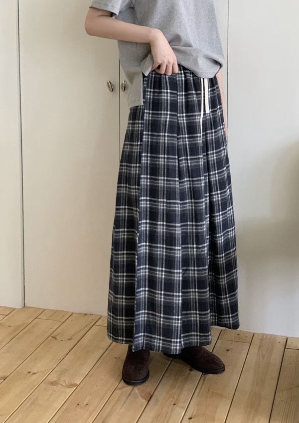 Nn118.超美柔軟格子長裙 
