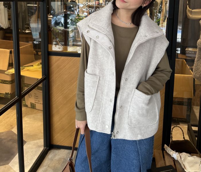 Nv117.口袋毛呢百搭背心 