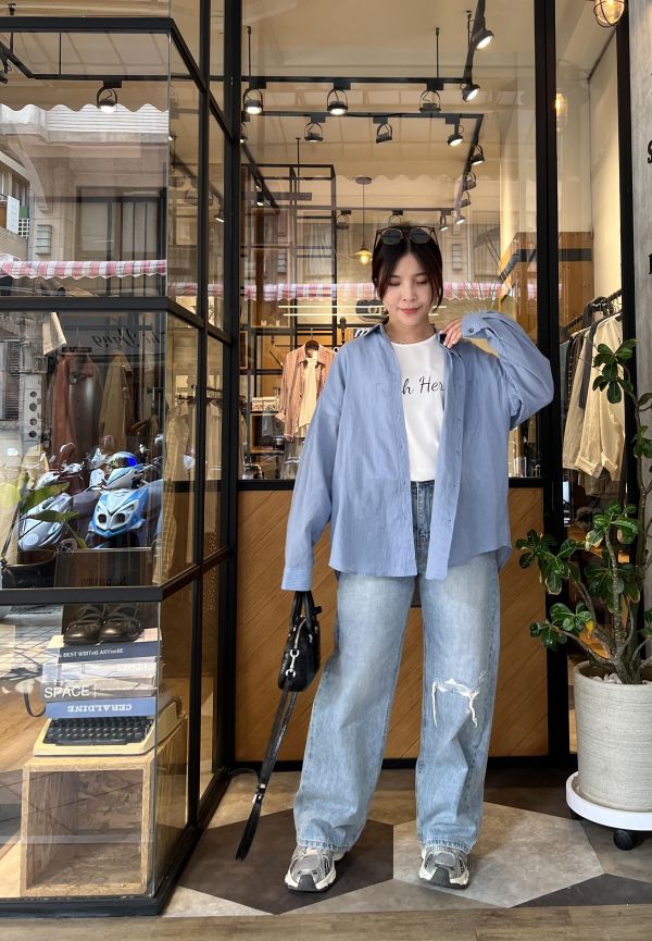 Ai15.夏日清新直條美色襯衫 