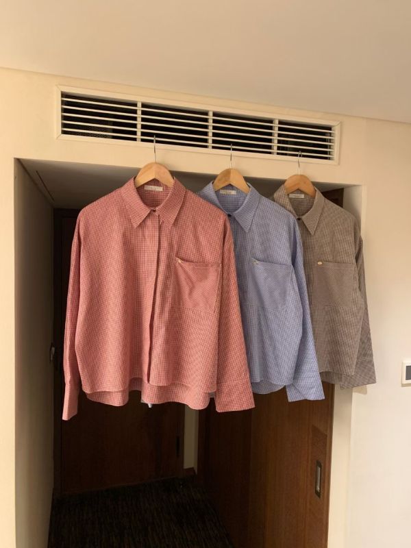 Tb105.完美剪裁金鏢細格衫