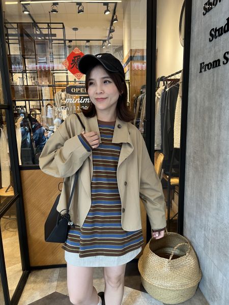 Ma308.必買好看配色條紋t 