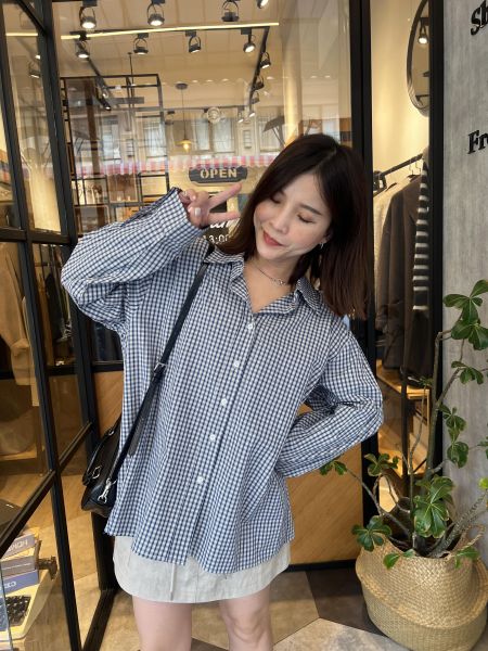 Sp109.超Q小方塊格衫/質感藍 