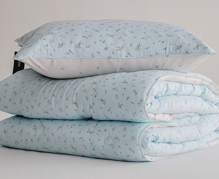 Kg62.膠原蛋白天絲蝴蝶結花語四季被/藍色 