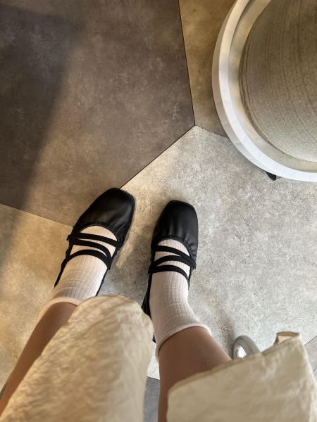 Mh328.軟皮彈性繞帶娃娃鞋 