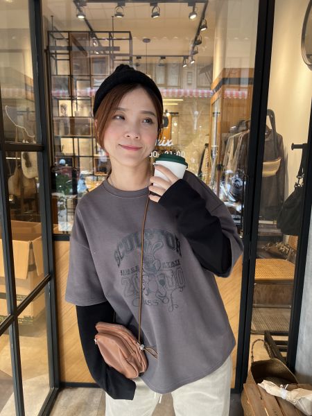 Nv105.新檔口可愛兔兔接袖t 