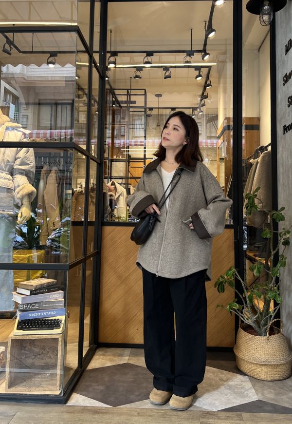 Hn124.最愛設計師檔口超美剪裁拼色大衣 