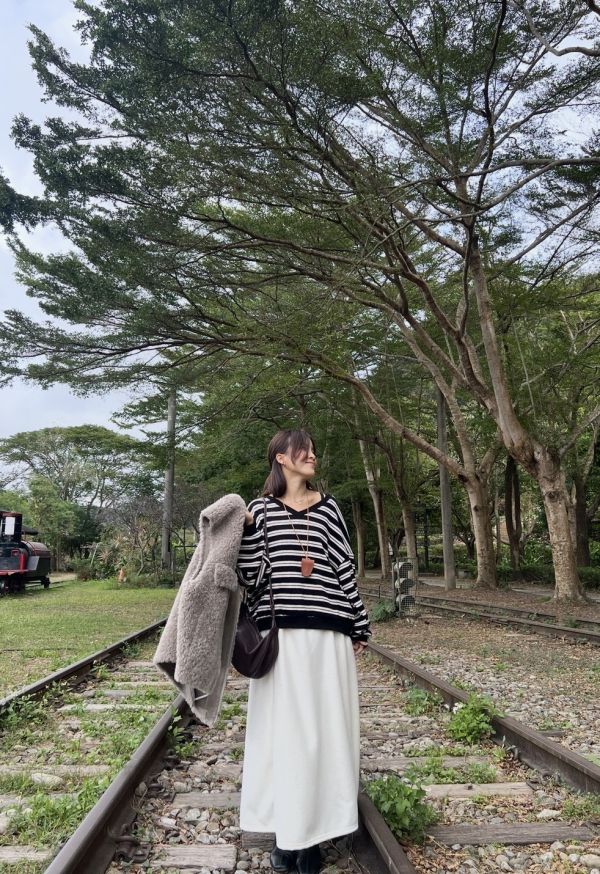 Nn122.超好看類針織條紋大學t 