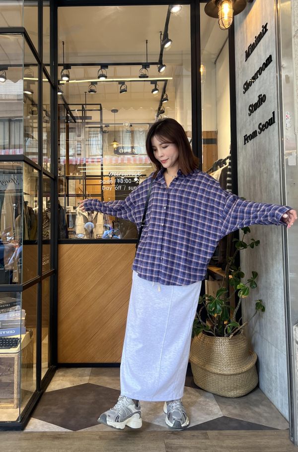 Sp111.藍莓果醬格子襯衫 