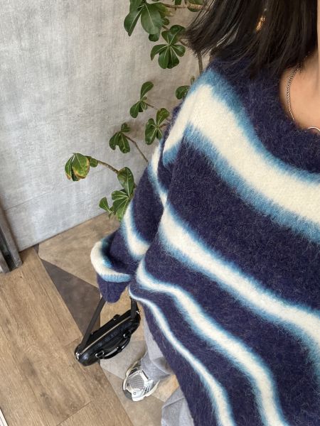 Dm112.室友搶著穿/可愛毛海條紋毛衣 
