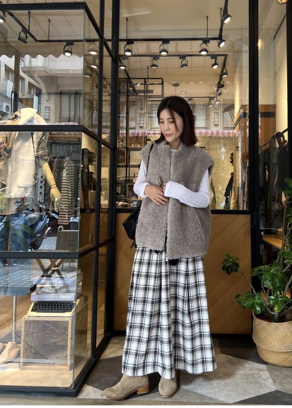 Nn118.超美柔軟格子長裙 