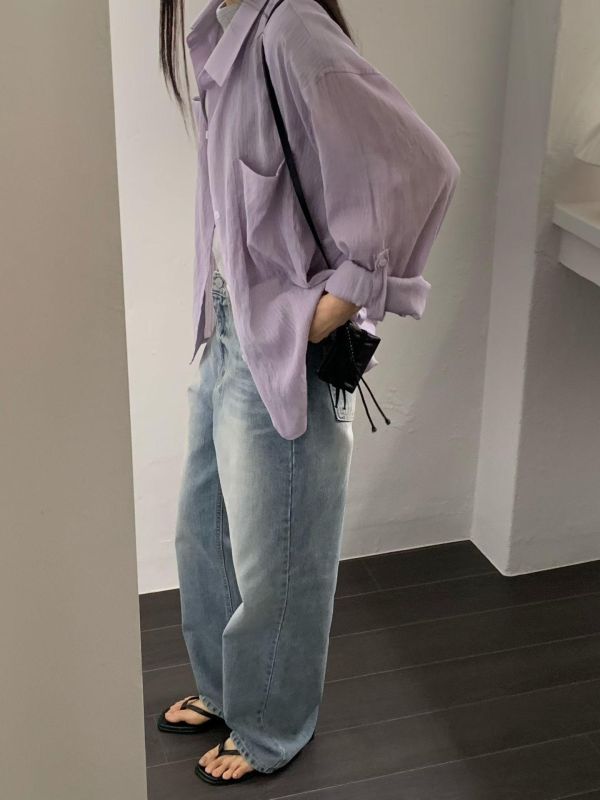 Mb19.超美色混紡垂墜襯衫 