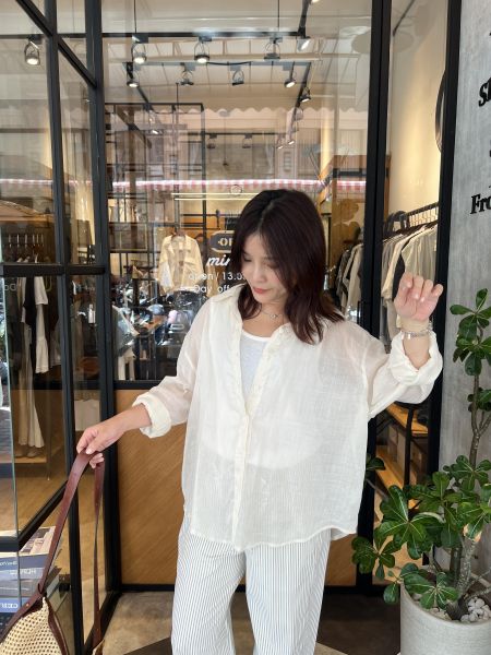 Ju19.夏日純麻微透美衫 