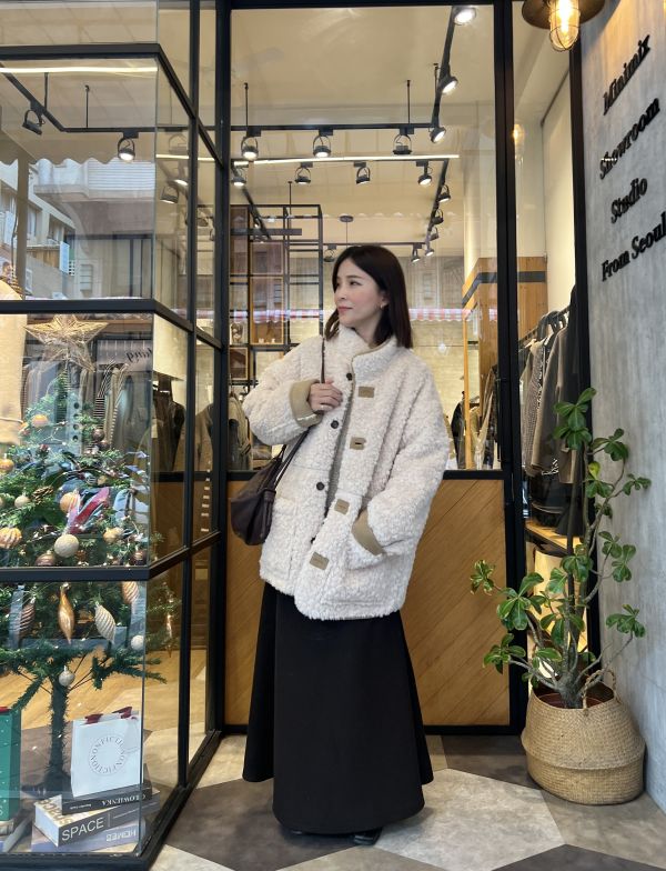 Jn118.歐膩必備雙面穿麂皮毛毛外 