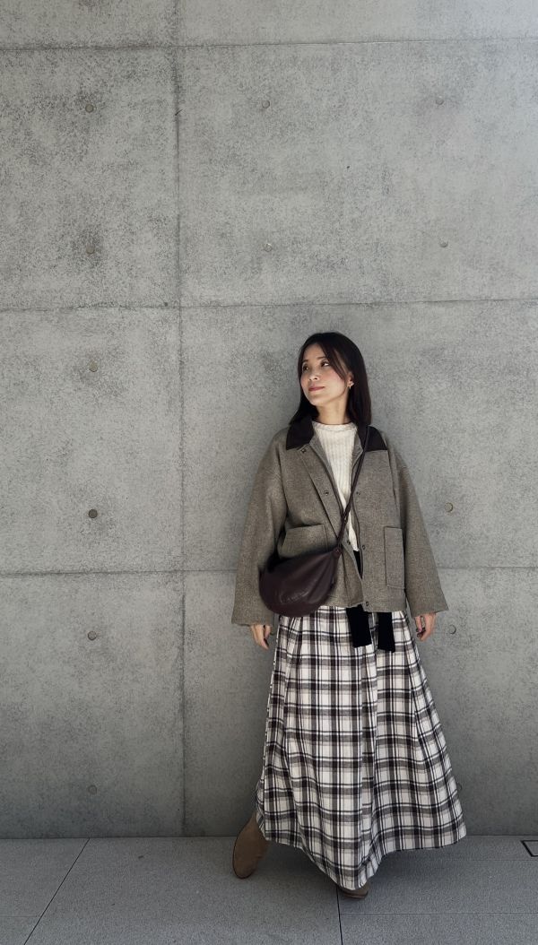 Nn118.超美柔軟格子長裙 